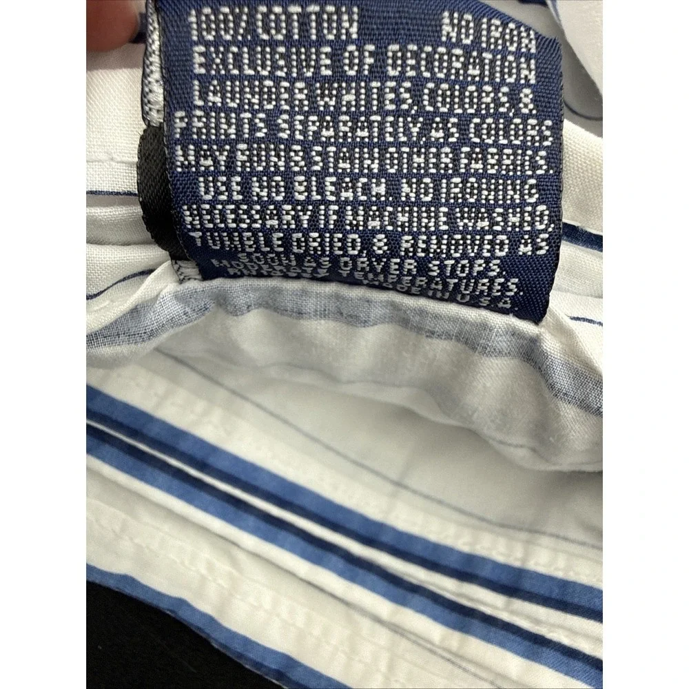 Ralph Lauren Vintage TWIN Flat Sheet Porcelain Blue Jonquil Striped EUC